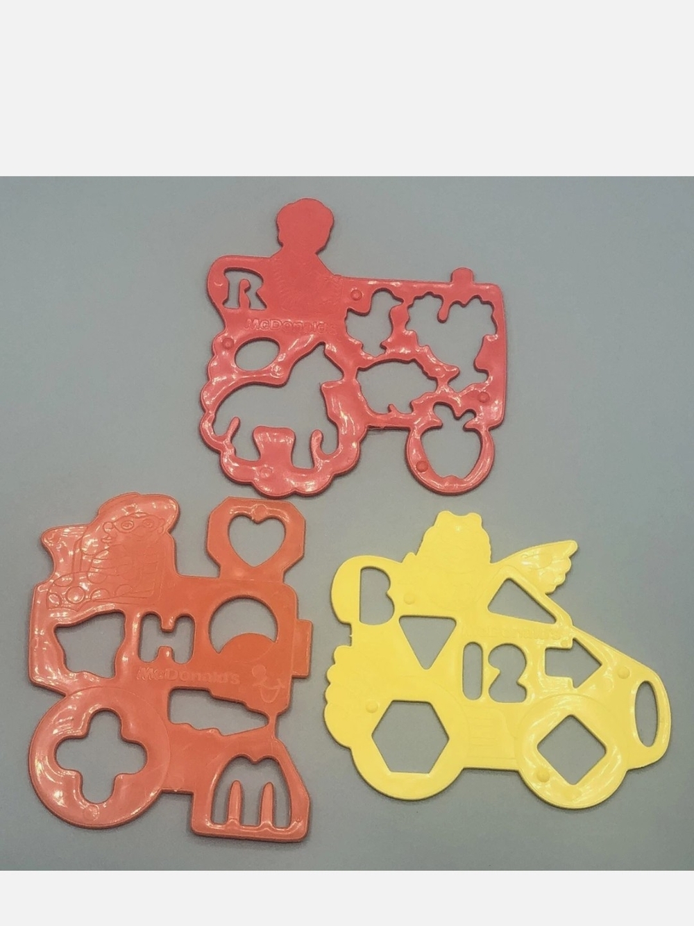vintage 1986 McDonald's Happy Meal plastic stencil Lot Of 3